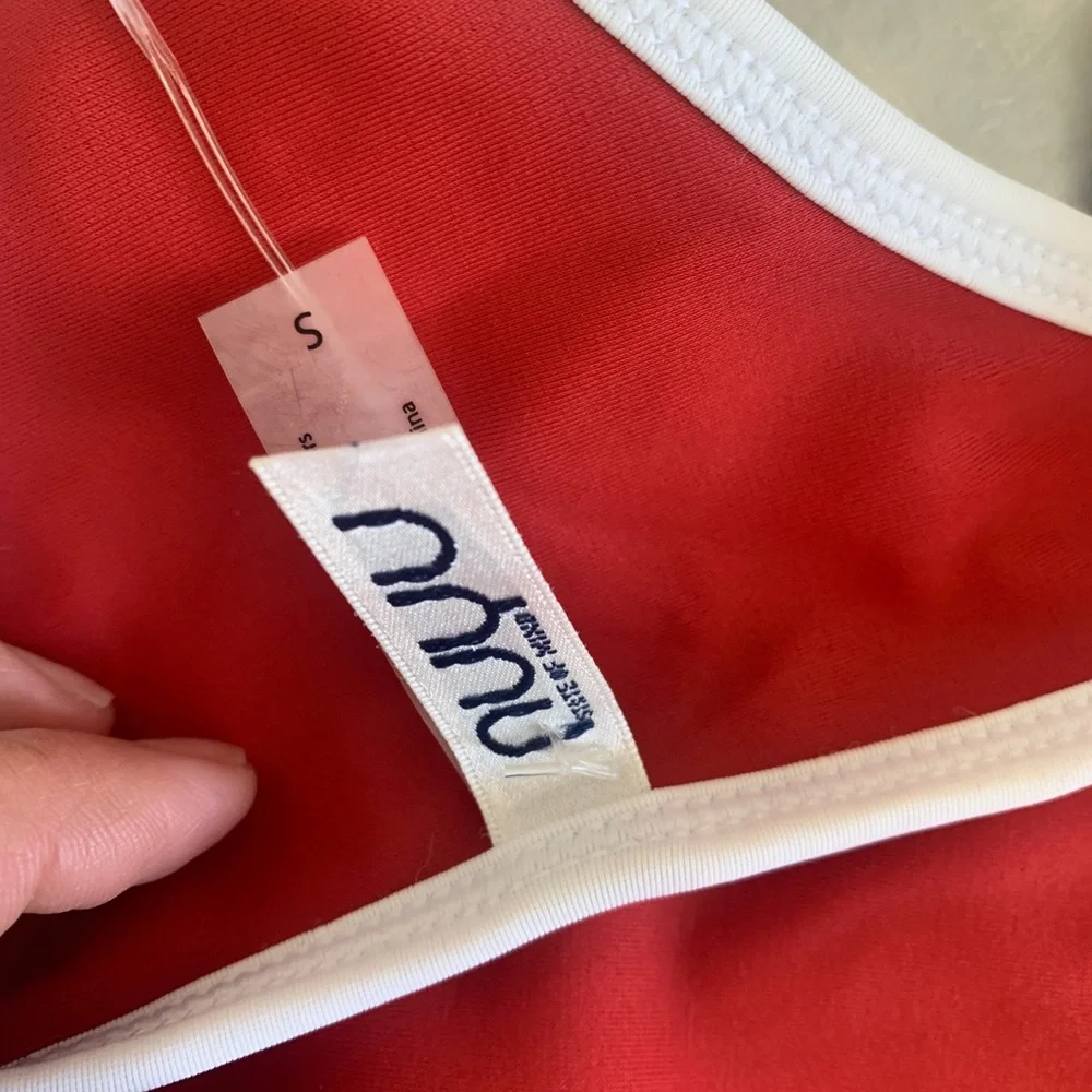 NWOT Stanford University Strappy College Sports Bra Athletic Crop Top Red White